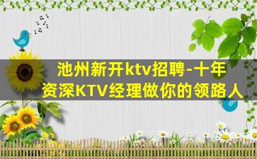 池州新开ktv招聘-十年资深KTV经理做你的领路人